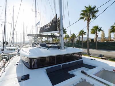 Deck of Greis, a Lagoon 450 Fly catamaran at Municipal Unit of Rhodes, Greece
