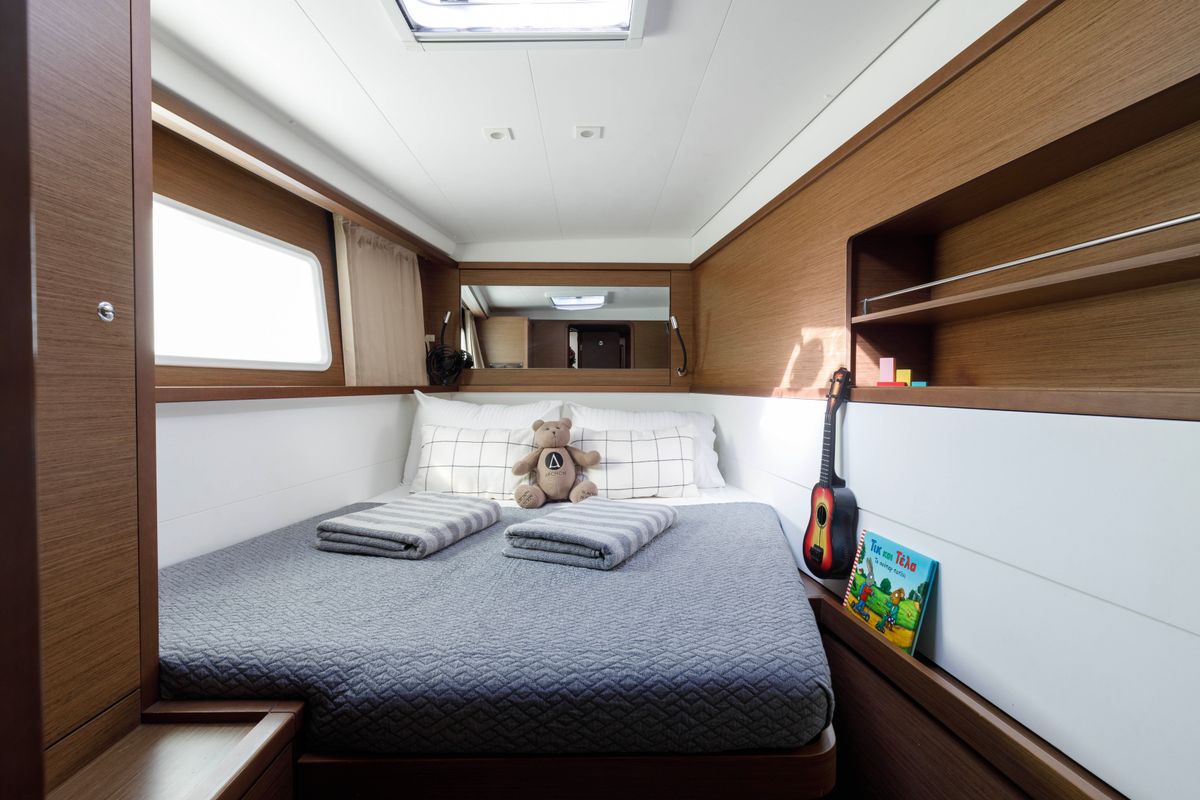 Cabin on Greis, a Lagoon 450 Fly catamaran at Municipal Unit of Rhodes, Greece