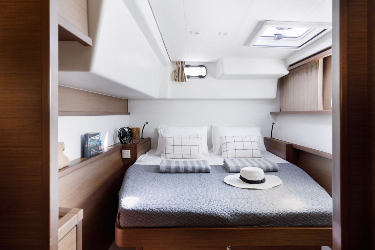 Cabin on Greis, a Lagoon 450 Fly catamaran at Municipal Unit of Rhodes, Greece