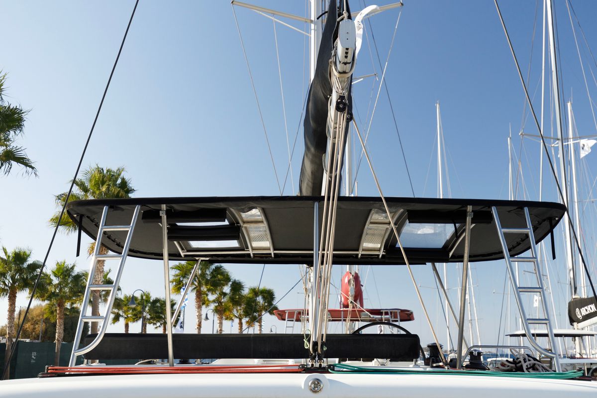 Deck of Greis, a Lagoon 450 Fly catamaran at Municipal Unit of Rhodes, Greece
