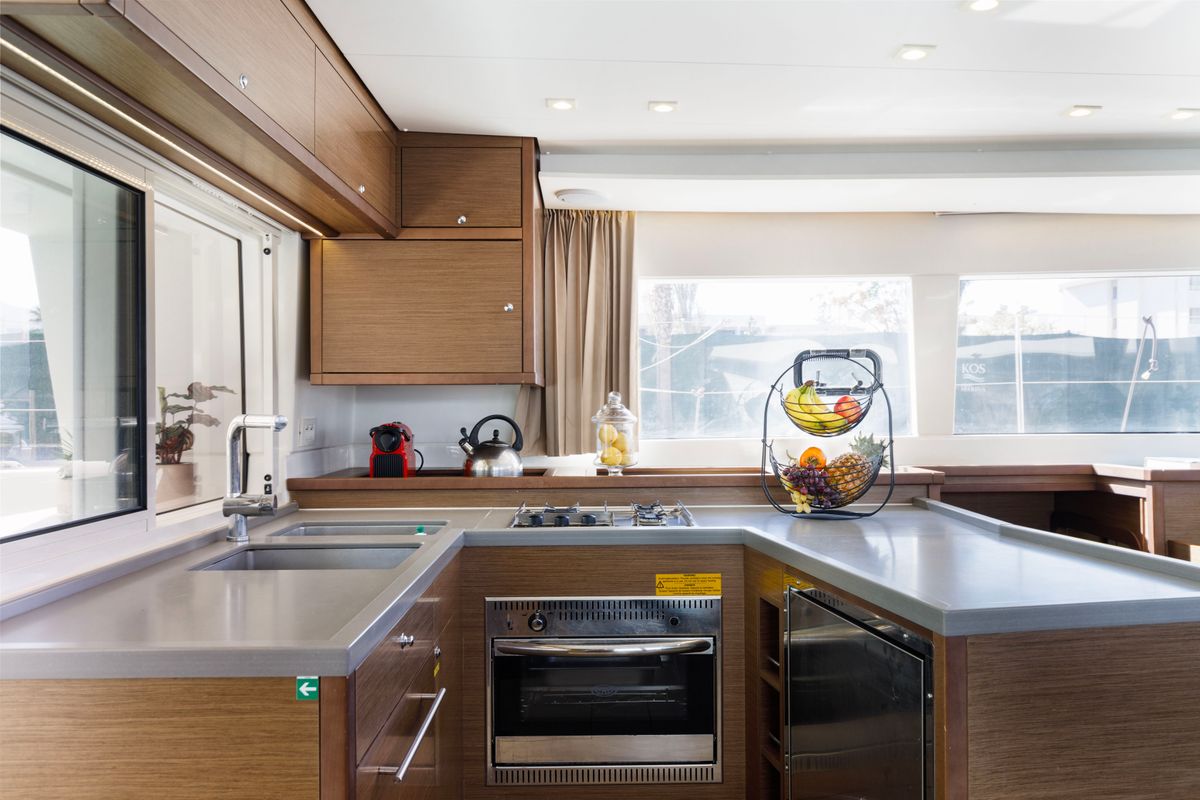 Galley of Greis, a Lagoon 450 Fly catamaran at Municipal Unit of Rhodes, Greece