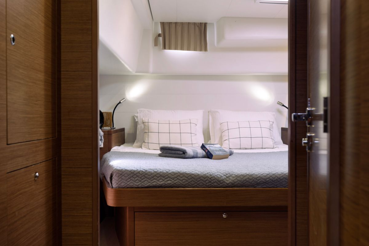 Cabin on Greis, a Lagoon 450 Fly catamaran at Municipal Unit of Rhodes, Greece