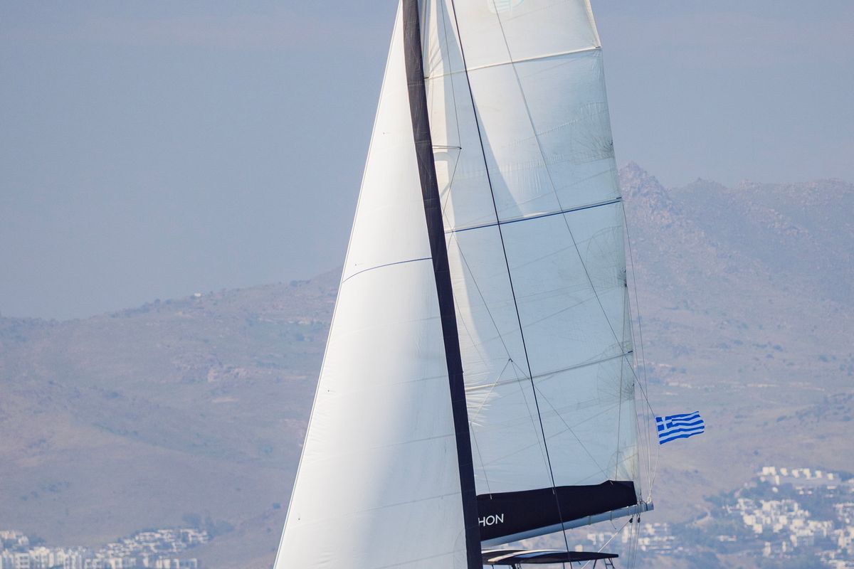 Deck of Greis, a Lagoon 450 Fly catamaran at Municipal Unit of Rhodes, Greece