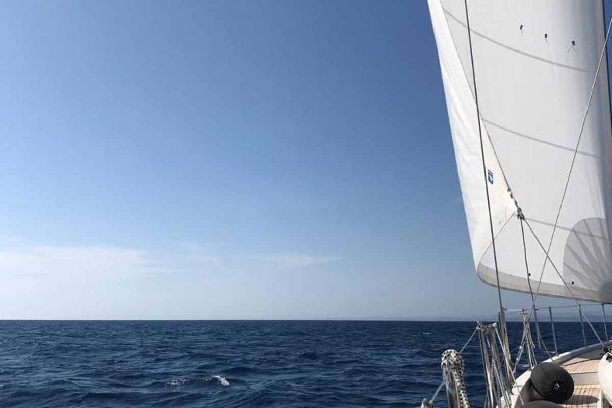 Deck of White Bird , a Beneteau Oceanis Yacht 54 sailboat at Općina Rogoznica, Croatia