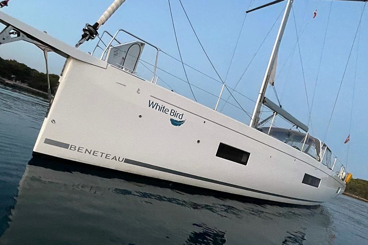 Exterior view of White Bird , a Beneteau Oceanis Yacht 54 sailboat at Općina Rogoznica, Croatia