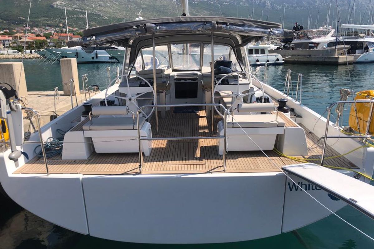 Exterior view of White Bird , a Beneteau Oceanis Yacht 54 sailboat at Općina Rogoznica, Croatia