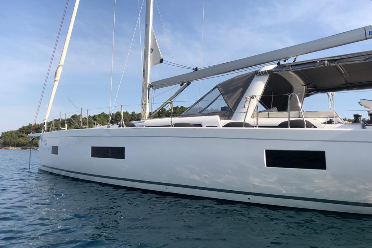 Exterior view of White Bird , a Beneteau Oceanis Yacht 54 sailboat at Općina Rogoznica, Croatia