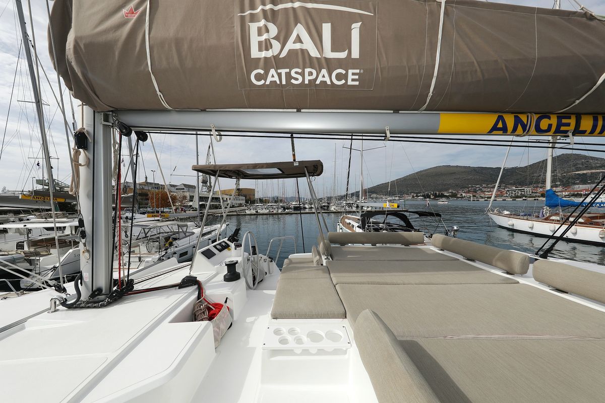Deck of Queen Bee, a Bali Catspace catamaran at Općina Rogoznica, Croatia