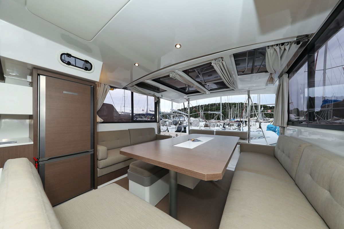 Salon of Queen Bee, a Bali Catspace catamaran at Općina Rogoznica, Croatia