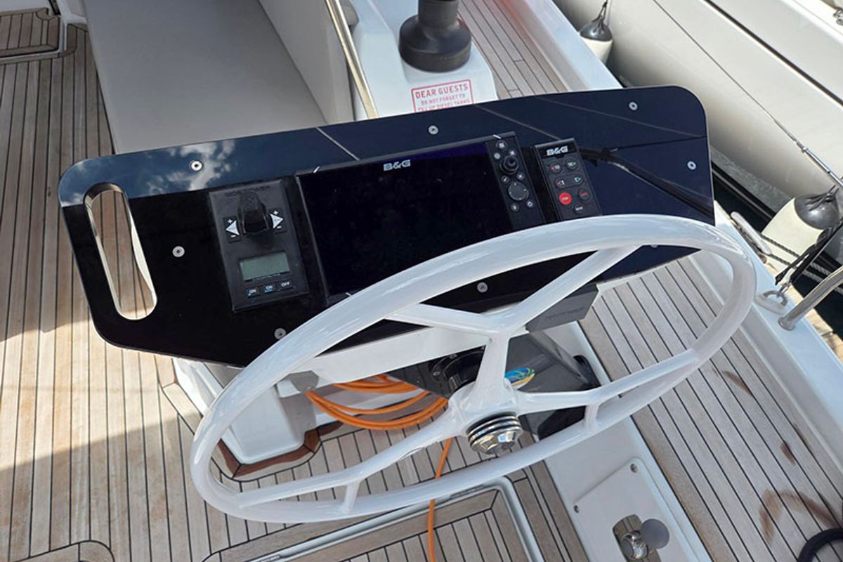 Cockpit of Vera, a Dufour 44 sailboat at Grad Šibenik, Croatia
