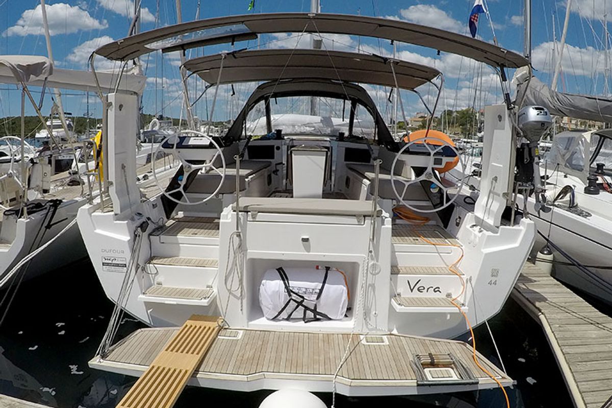 Deck of Vera, a Dufour 44 sailboat at Grad Šibenik, Croatia
