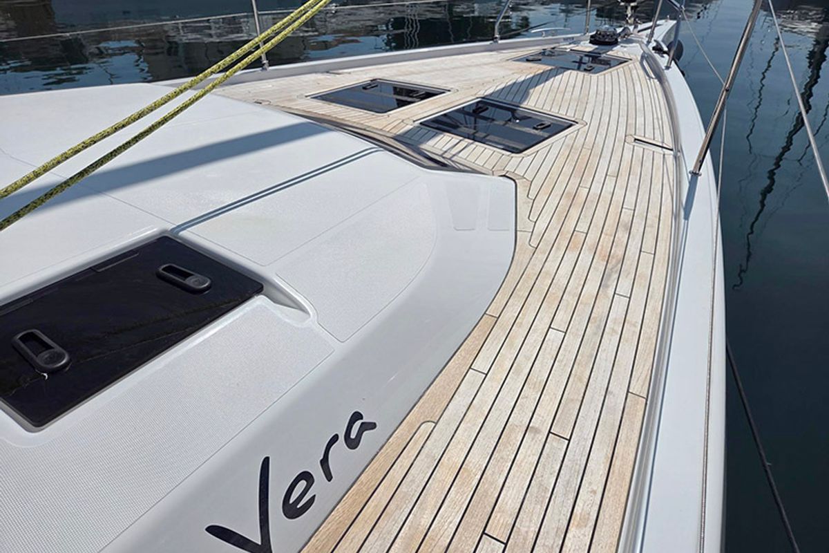 Deck of Vera, a Dufour 44 sailboat at Grad Šibenik, Croatia
