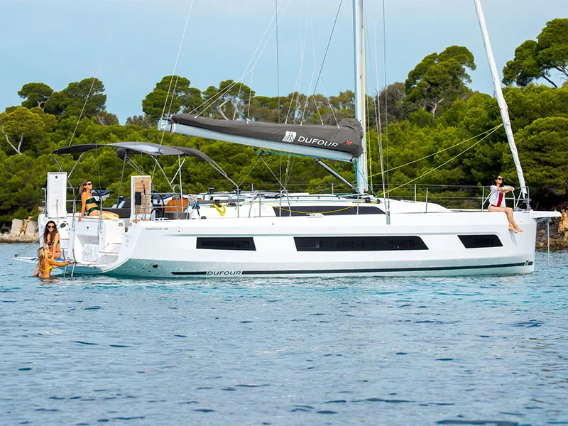 Exterior view of Vera, a Dufour 44 sailboat at Grad Šibenik, Croatia