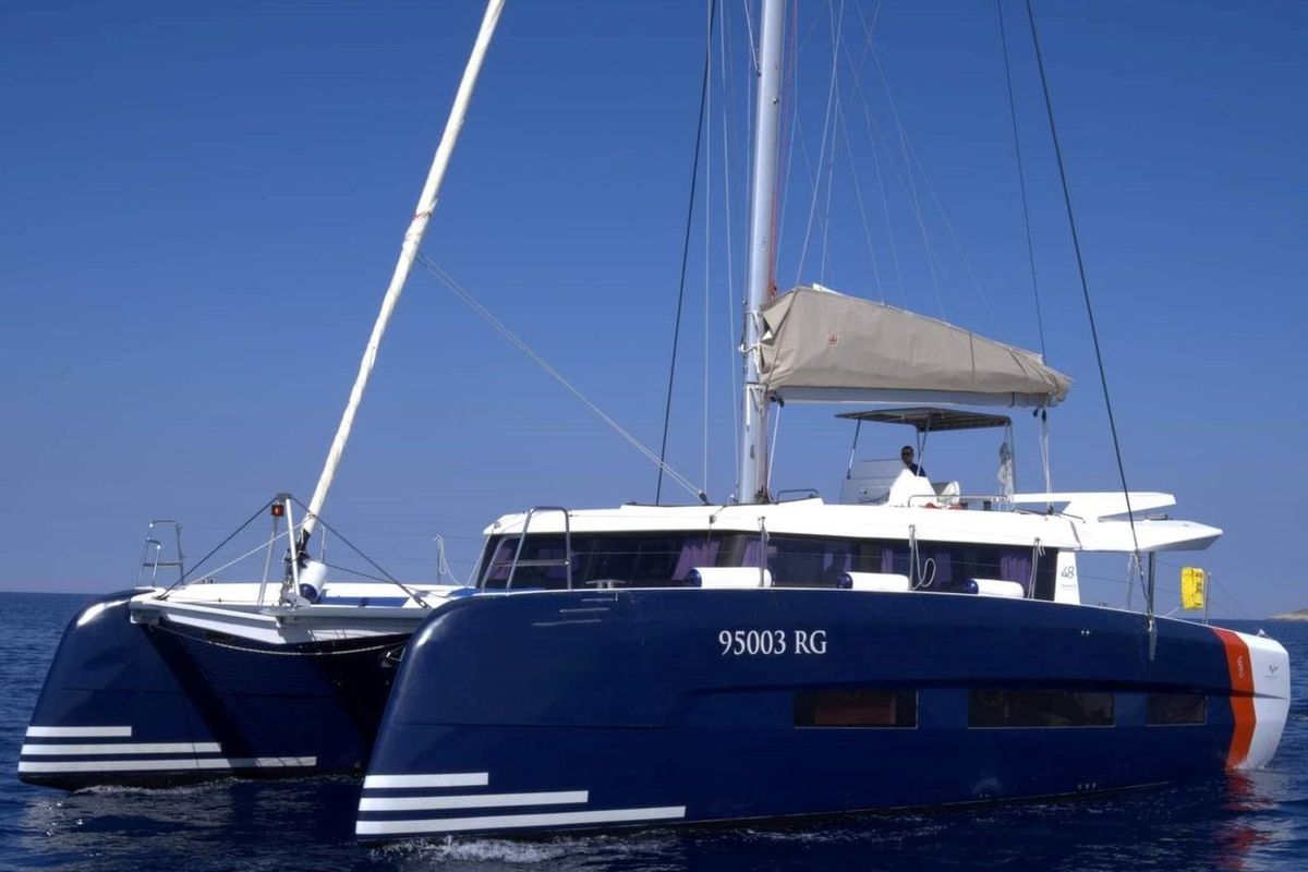 Exterior view of Catamarino, a Dufour 48 Catamaran catamaran at Primošten, Croatia
