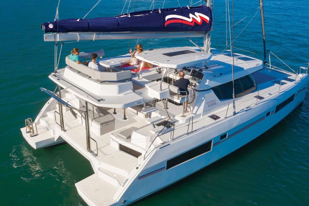 Exterior view of Moorings 4500L/10 Club, a Leopard 45 catamaran at Nassau, Bahamas