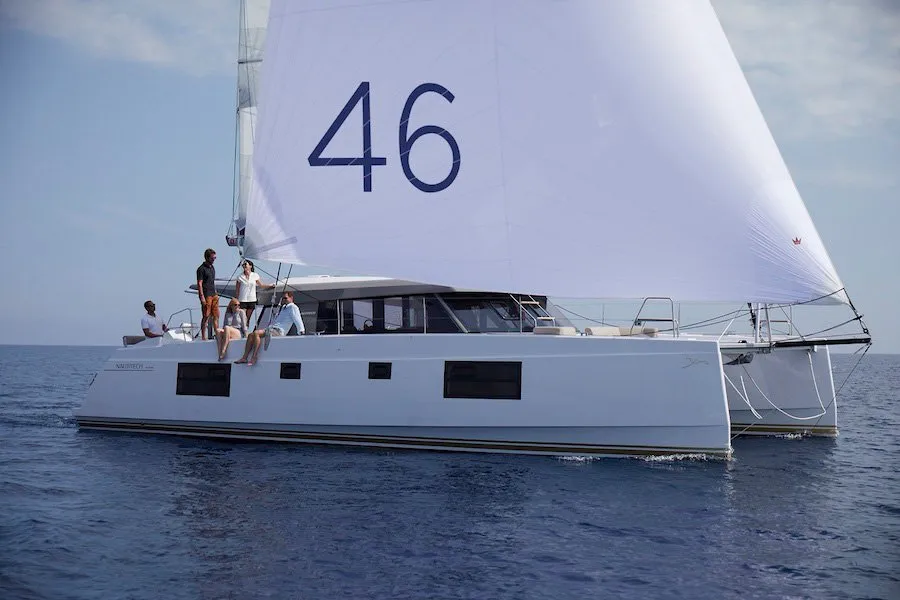 Exterior view of Dream (cat), a Nautitech Rochefort Nautitech 46 Open catamaran at Split, Croatia