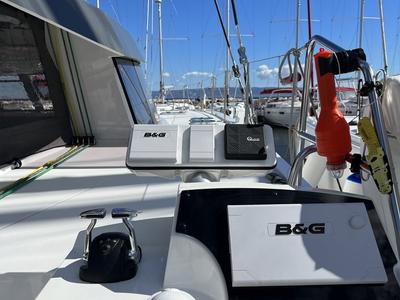 Cockpit of Dream (cat), a Nautitech Rochefort Nautitech 46 Open catamaran at Split, Croatia