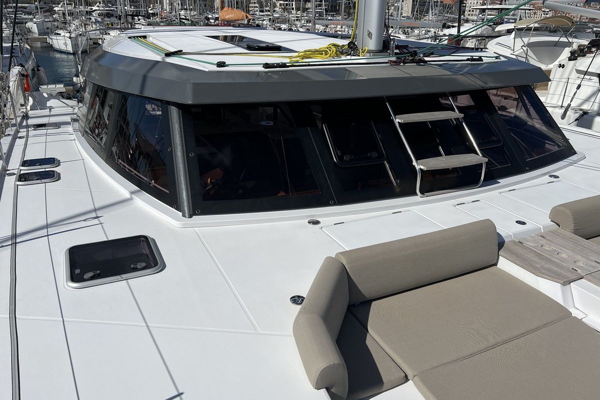 Deck of Dream (cat), a Nautitech Rochefort Nautitech 46 Open catamaran at Split, Croatia