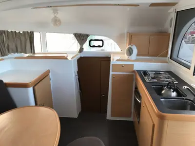 Galley of Aride, a Lagoon 380 catamaran at Seychelles, Mahe, Seychelles