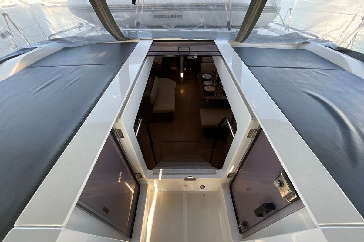 Salon of Retsina, a Beneteau Oceanis 51.1 sailboat at Municipal Unit of Lefkada, Greece