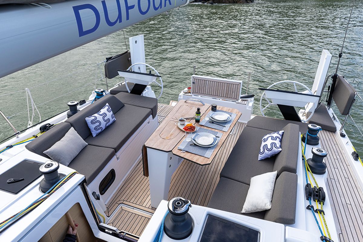 Deck of Horu, a Dufour 44 sailboat at Marseille, France