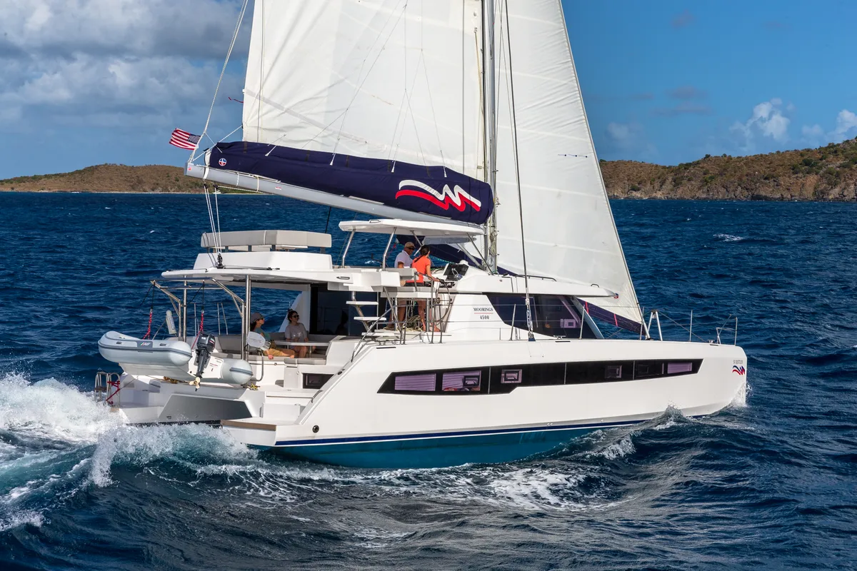 Exterior view of Moorings 4500L/10 Club, a Leopard 45 catamaran at Road Town, British Virgin Islands