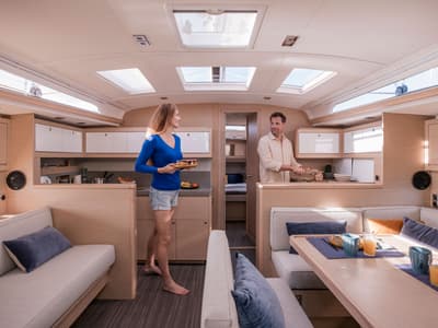 Galley of Alyss, a Dufour 470 sailboat at Olbia, Italy