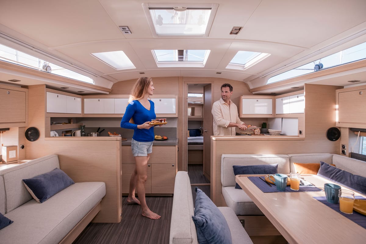 Galley of Alyss, a Dufour 470 sailboat at Olbia, Italy