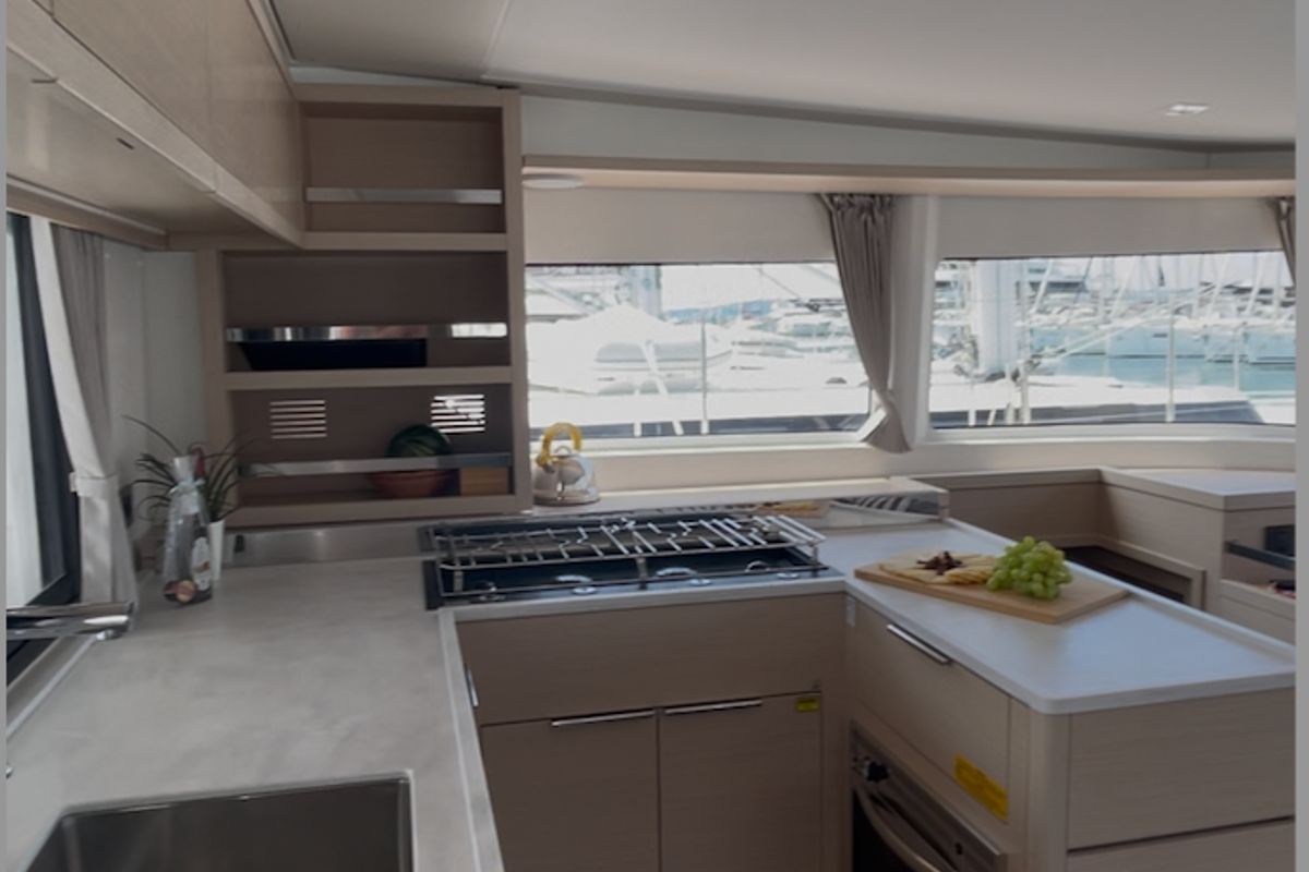 Galley of Uncharted, a Lagoon 46 OW catamaran at Grad Kaštela, Croatia
