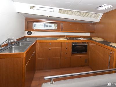 Galley of Anthea, a Beneteau Oceanis 48 sailboat at Puntone di Scarlino, Italy