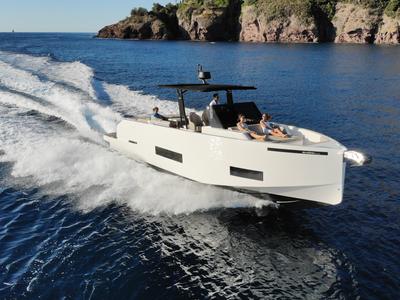 Exterior view of TNR, a De Antonio Yachts De Antonio D42 motorboat at Lavreotiki Municipal Unit, Greece