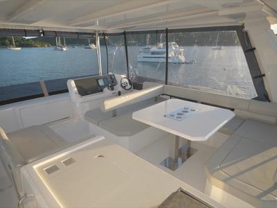 Cockpit of Moorings 403 PC Exclusive, a Leopard 40 PC catamaran at Road Town, British Virgin Islands