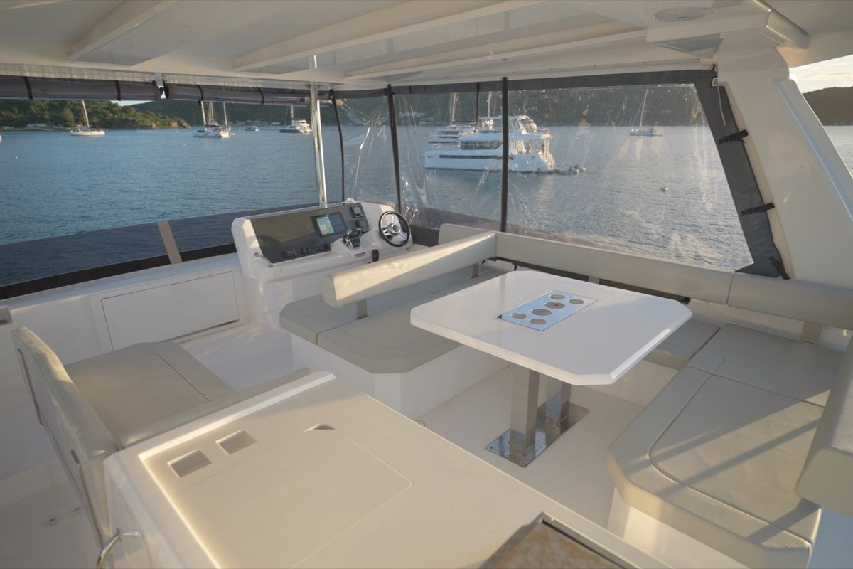 Cockpit of Moorings 403 PC Exclusive, a Leopard 40 PC catamaran at Road Town, British Virgin Islands