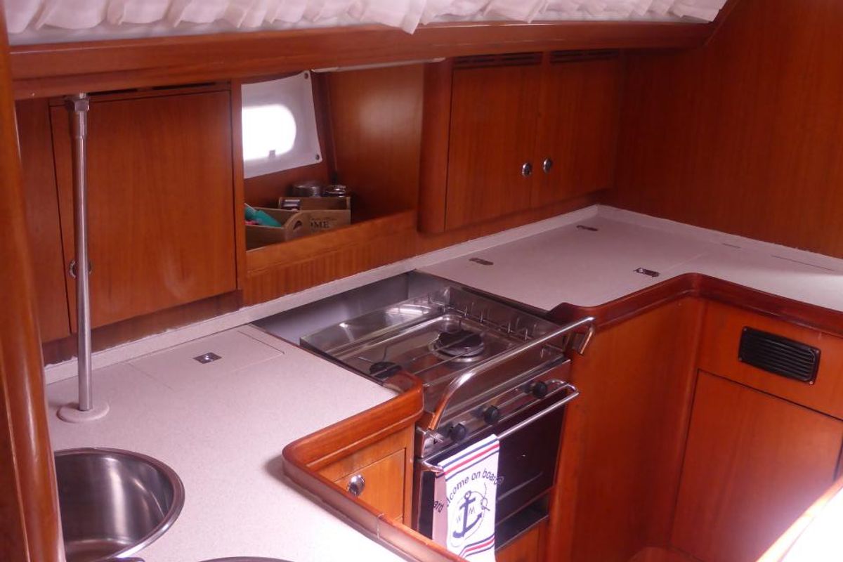 Galley of Nafsika, a Elan 45 sailboat at Municipal Unit of Lefkada, Greece