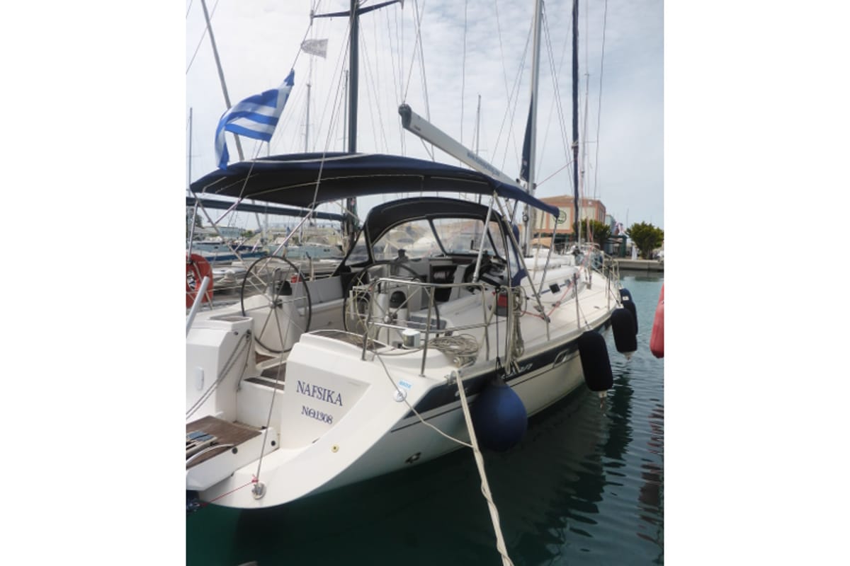 Exterior view of Nafsika, a Elan 45 sailboat at Municipal Unit of Lefkada, Greece