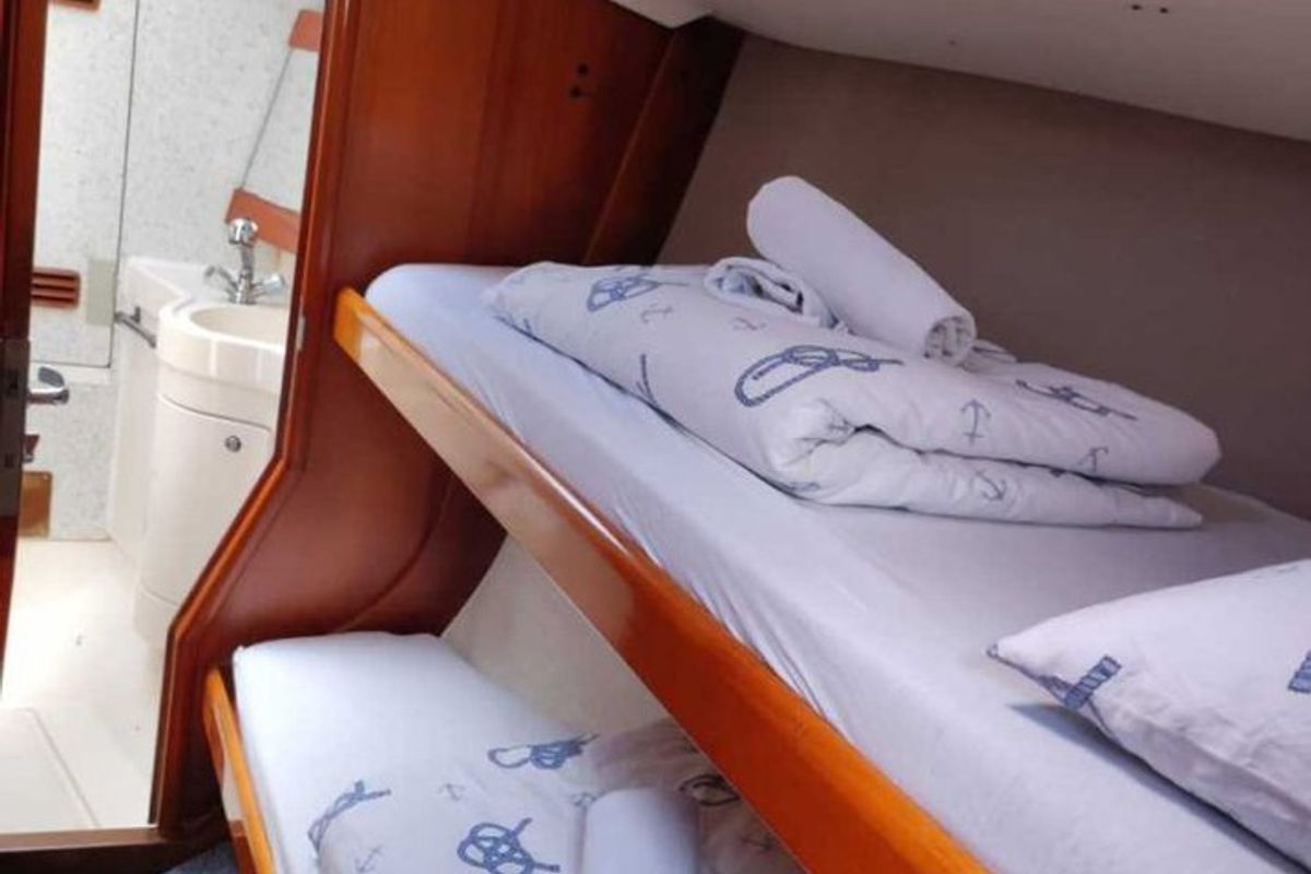 Cabin on Gem, a Elan 431 sailboat at Tribunj, Croatia