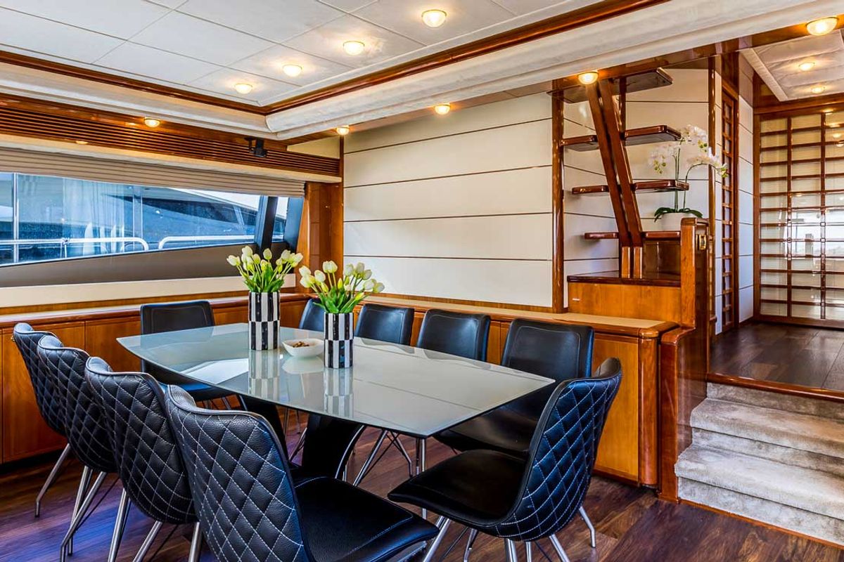 Salon of Miss Katarina, a Ferretti 880 yacht at Seget Donji, Croatia