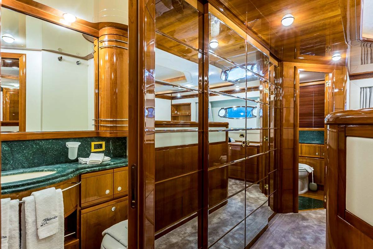 Head on Miss Katarina, a Ferretti 880 yacht at Seget Donji, Croatia