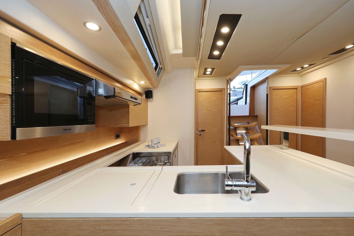 Galley of Jasmine, a Hanse Yachts Hanse 588 sailboat at Grad Trogir, Croatia