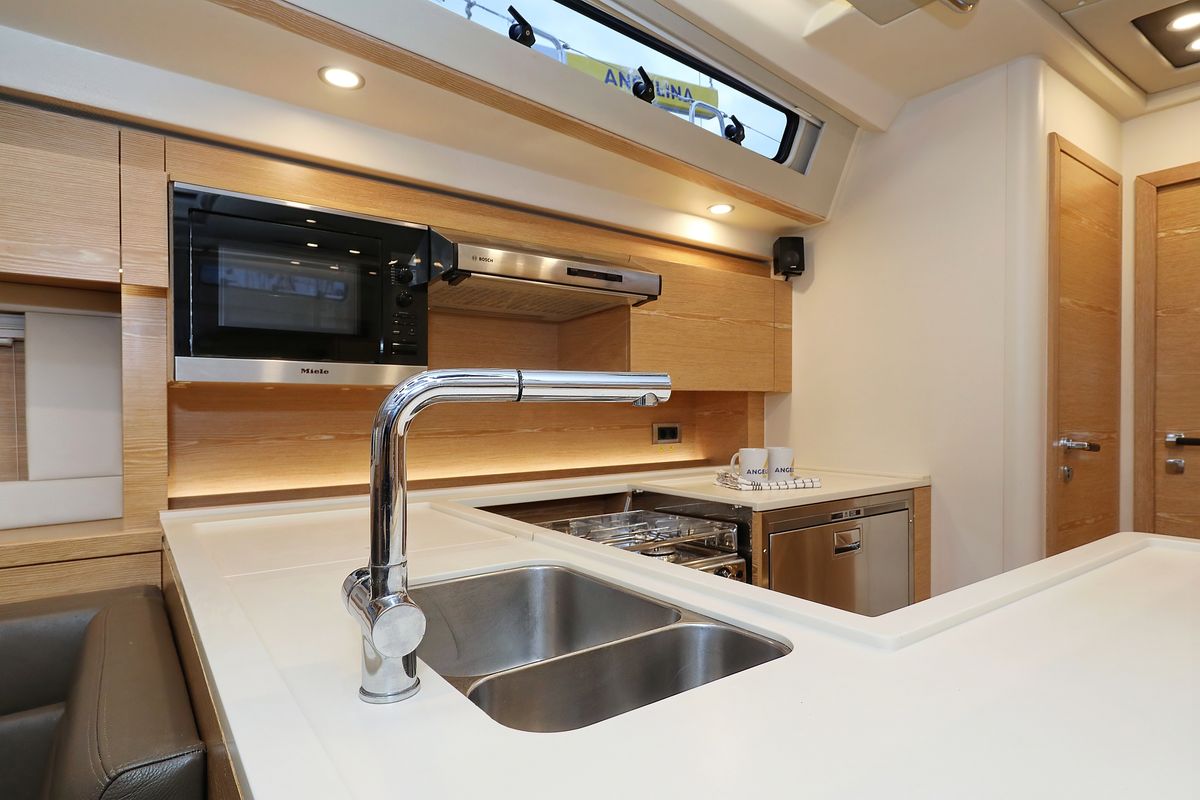 Galley of Jasmine, a Hanse Yachts Hanse 588 sailboat at Grad Trogir, Croatia