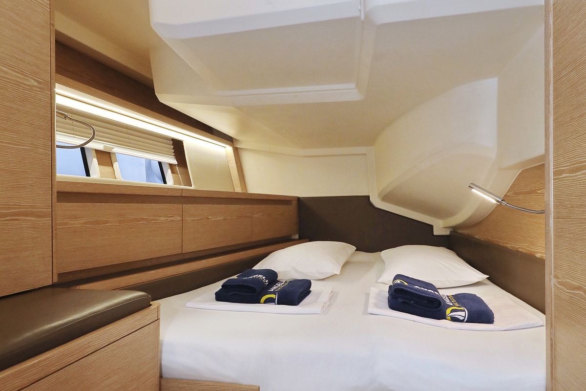 Cabin on Jasmine, a Hanse Yachts Hanse 588 sailboat at Grad Trogir, Croatia