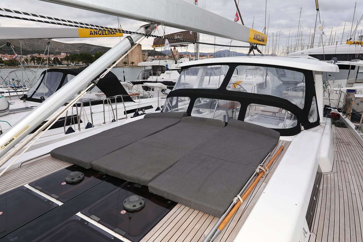Deck of Jasmine, a Hanse Yachts Hanse 588 sailboat at Grad Trogir, Croatia
