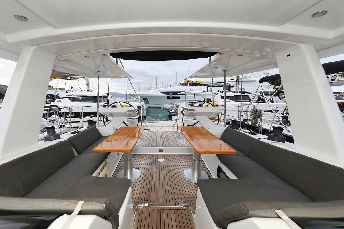 Deck of Jasmine, a Hanse Yachts Hanse 588 sailboat at Grad Trogir, Croatia