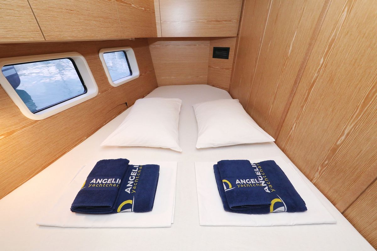 Cabin on Jasmine, a Hanse Yachts Hanse 588 sailboat at Grad Trogir, Croatia