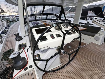 Cockpit of Jasmine, a Hanse Yachts Hanse 588 sailboat at Grad Trogir, Croatia