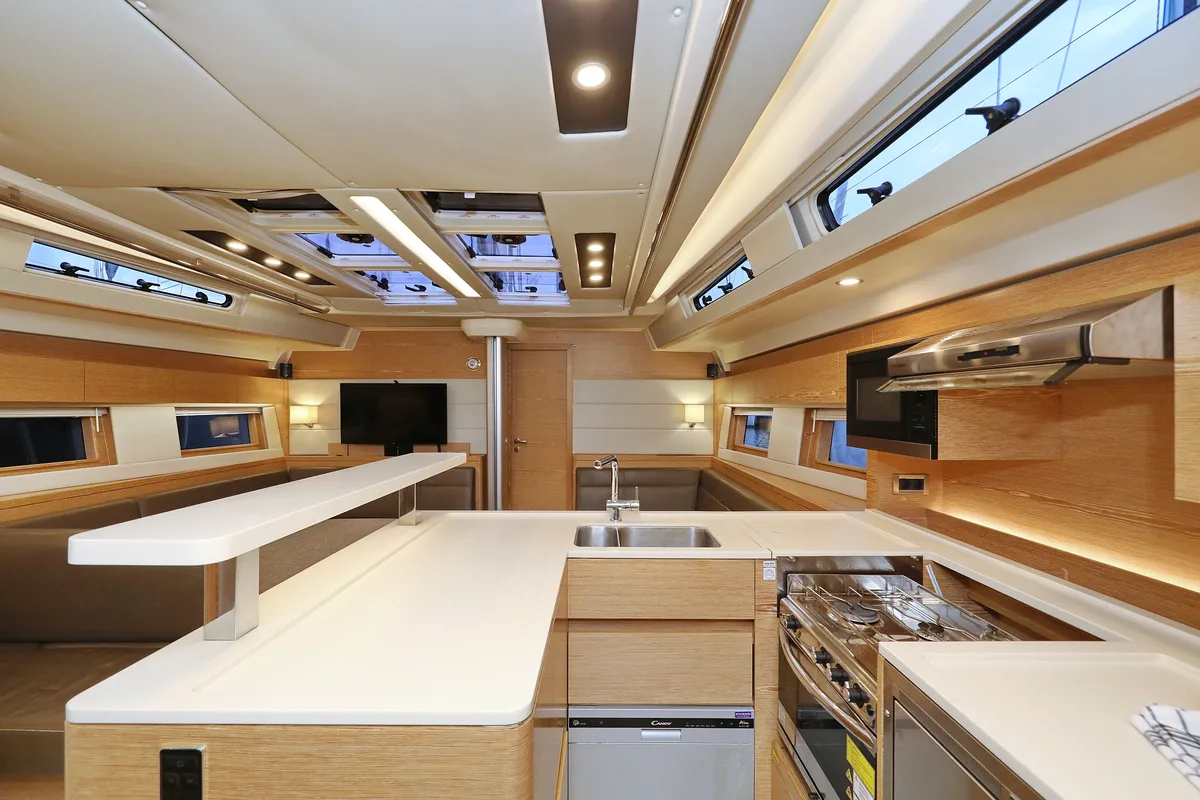 Galley of Jasmine, a Hanse Yachts Hanse 588 sailboat at Grad Trogir, Croatia