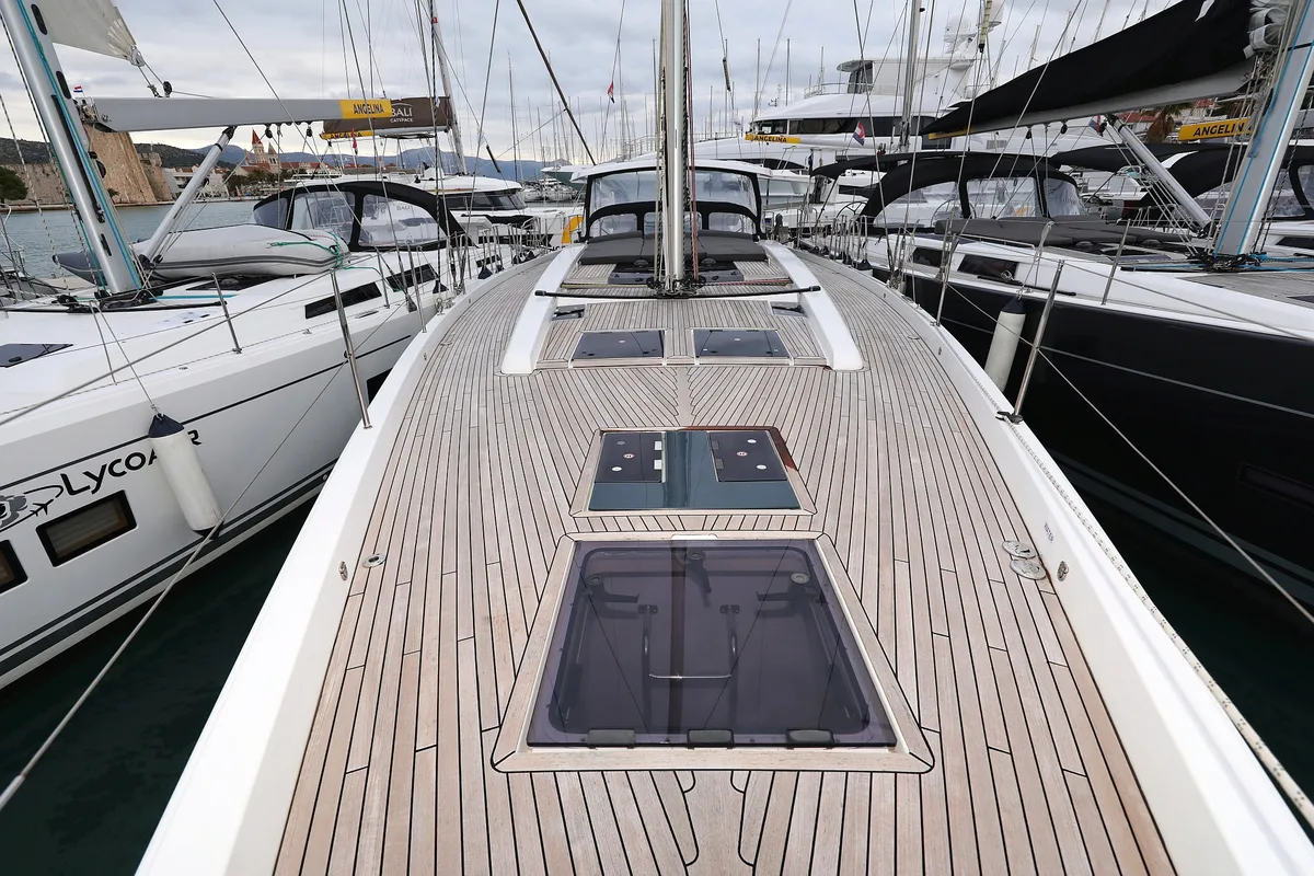 Deck of Jasmine, a Hanse Yachts Hanse 588 sailboat at Grad Trogir, Croatia