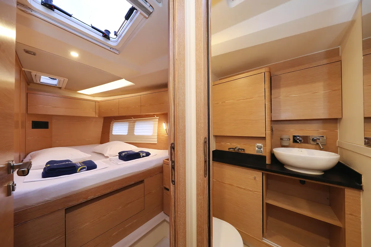 Cabin on Jasmine, a Hanse Yachts Hanse 588 sailboat at Grad Trogir, Croatia