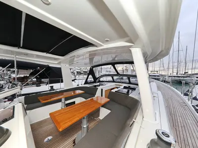 Deck of Jasmine, a Hanse Yachts Hanse 588 sailboat at Grad Trogir, Croatia