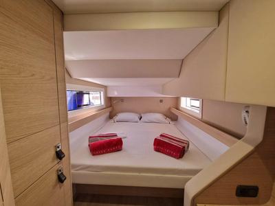 Cabin on Hakuna, a Aventura Catamarans Aventura 37 catamaran at Sant Antoni de Portmany, Spain